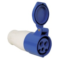 Plug, Female, with Cover, 16A, 220-240V, Blue Power Shore Plugs & Sockets