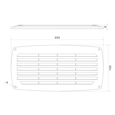Περσίδα Αεραγωγού, καπάκι 200x100x8mm Περσίδες & Αεραγωγοί